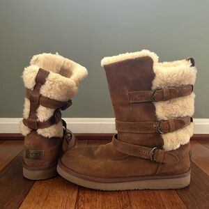 UGG Brown Shearling Buckle Boots